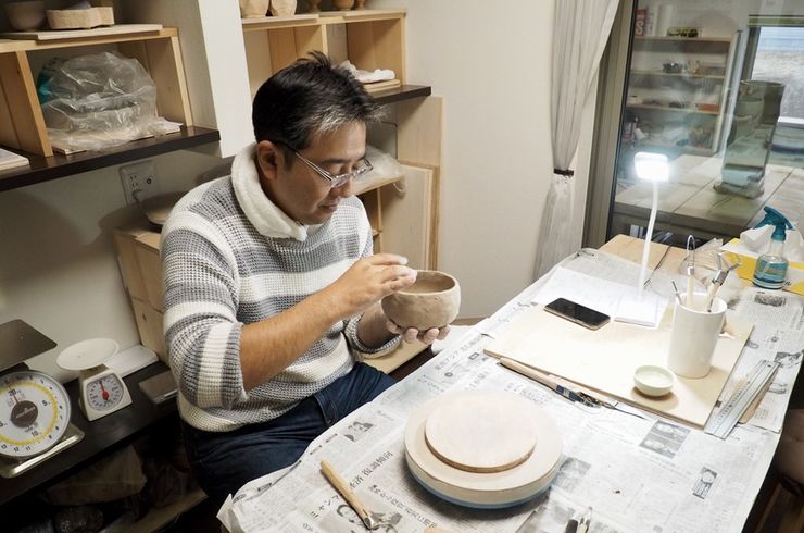 初回陶芸で楽茶碗を作る