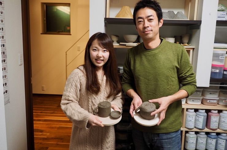 カップルで陶芸